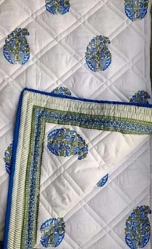 Multicolor Double Bed Block Printed Cotton Jaipuri Razai By Orruv India Private Limited