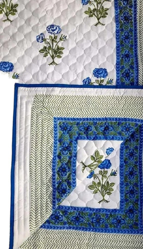 Multicolor Double Bed Block Printed Cotton Jaipuri Razai