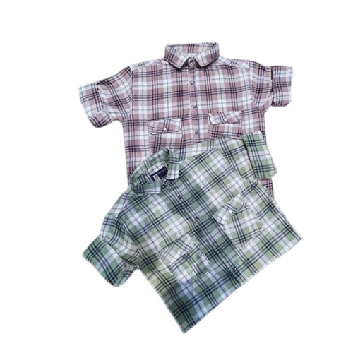Small Men Poly Cotton Check Shirts