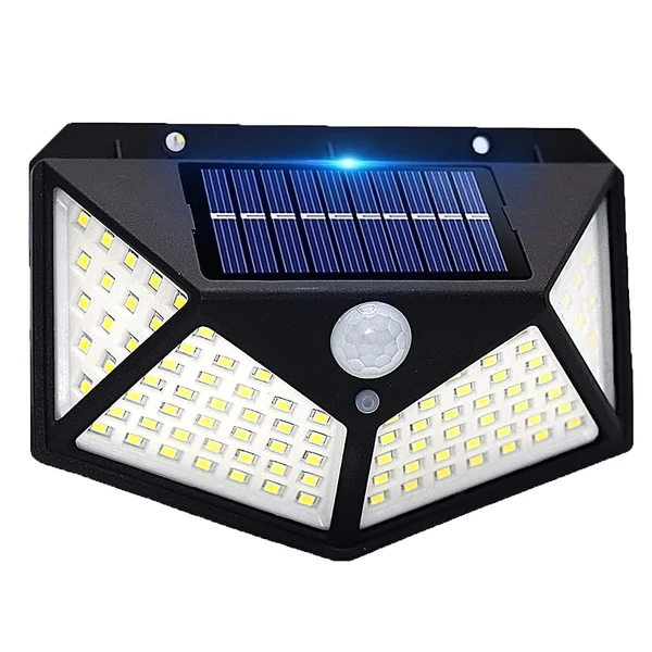 100 Led Solar Security Motion Wall Light - Color: Black