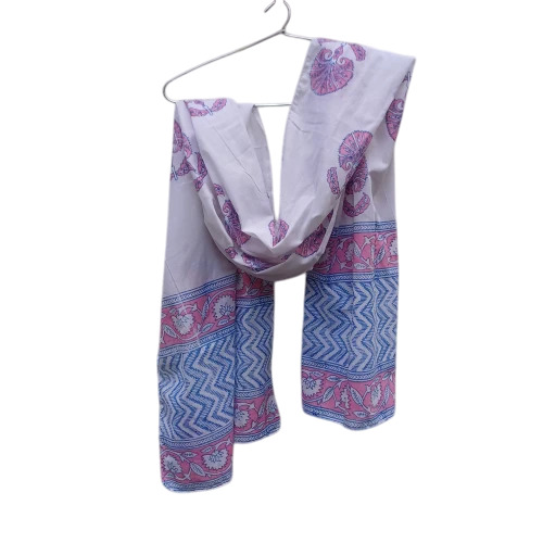 106 GSM Floral Mist Handblock Printed Cotton Stole