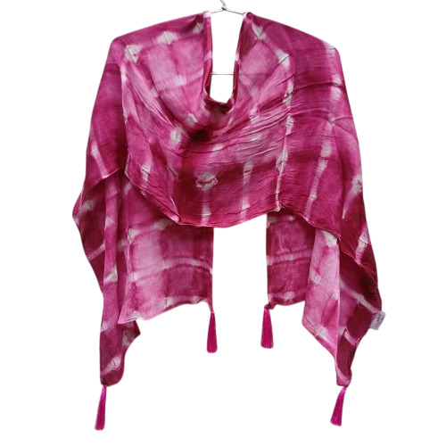 111 GSM Abstract Pink Tie & Dye Chinon Stole