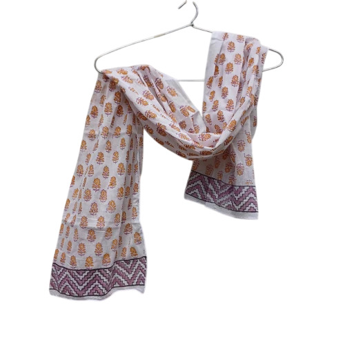 125 GSM Floral Hand Block Printed Cotton Stole