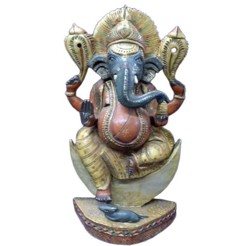 Colored Wooden Ganesh Statue