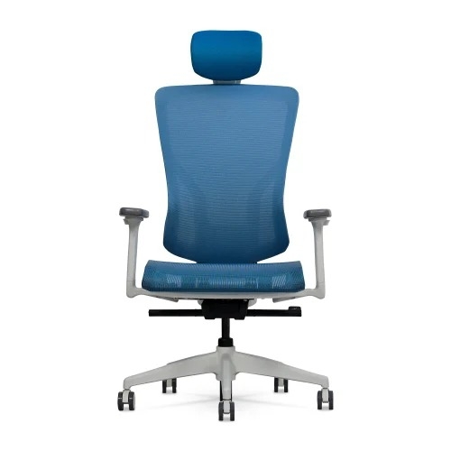 Office Chair 1 - Foam And Steel, Blue White | Ergonomic Adjustable Height Lumbar Support Swivel Reclining Mesh