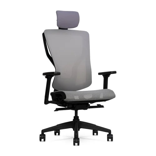 Office Chair 5 - Foam and Steel Frame, Grey and Black | Ergonomic Adjustable Height, Lumbar Support, Swivel, Reclining Mesh Backrest