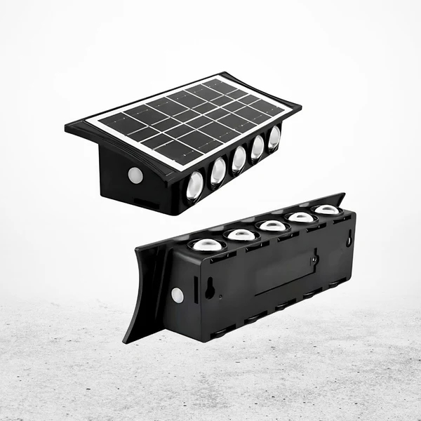 Solar Led Outdoor Up & Down Wall Lamp - Color: Black