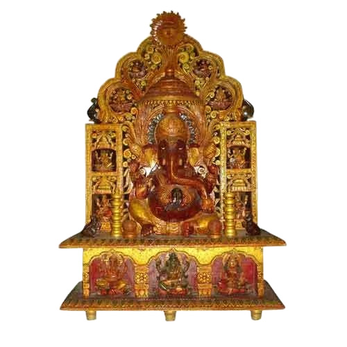 Wooden Golden Ganesh Statue
