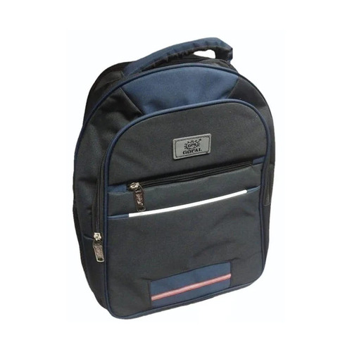 Black And Blue Polyester Plain School Bag