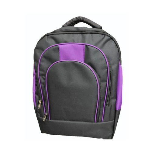 Black Purple Polyester Plain School Bag