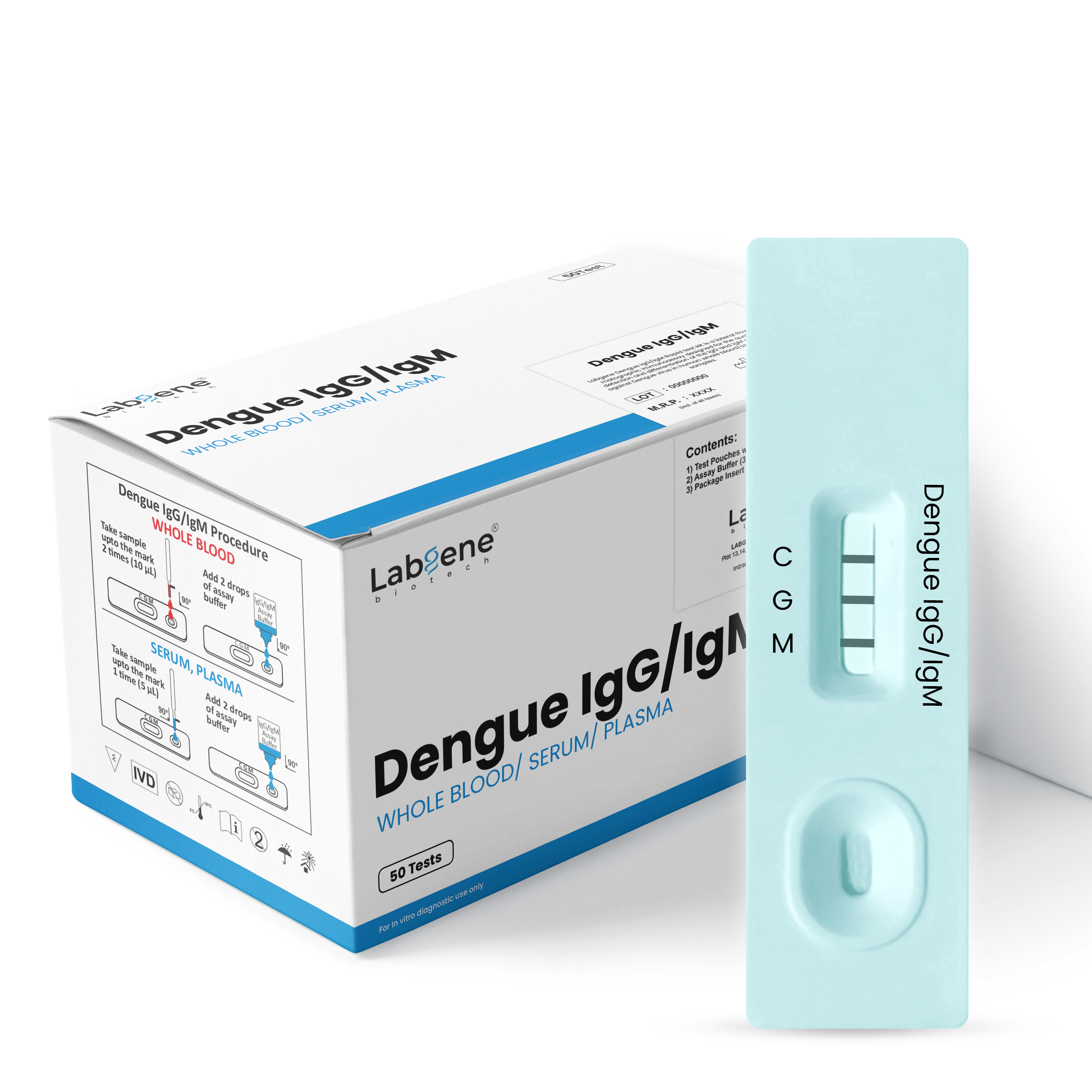 Labgene Dengue Igg/Igm Rapid Test Kit (50 Test Kit Pack) - Material: Plastic