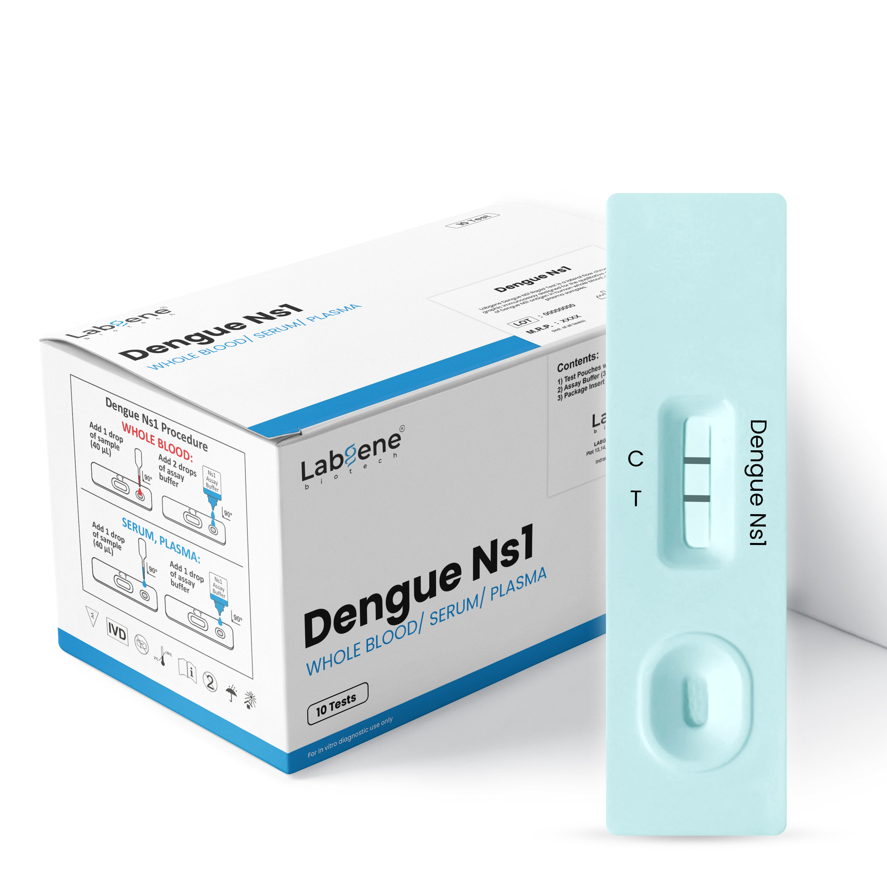 Labgene Dengue Ns1 Rapid Test Kit 50 Test Kit Pack - Application: Hospital