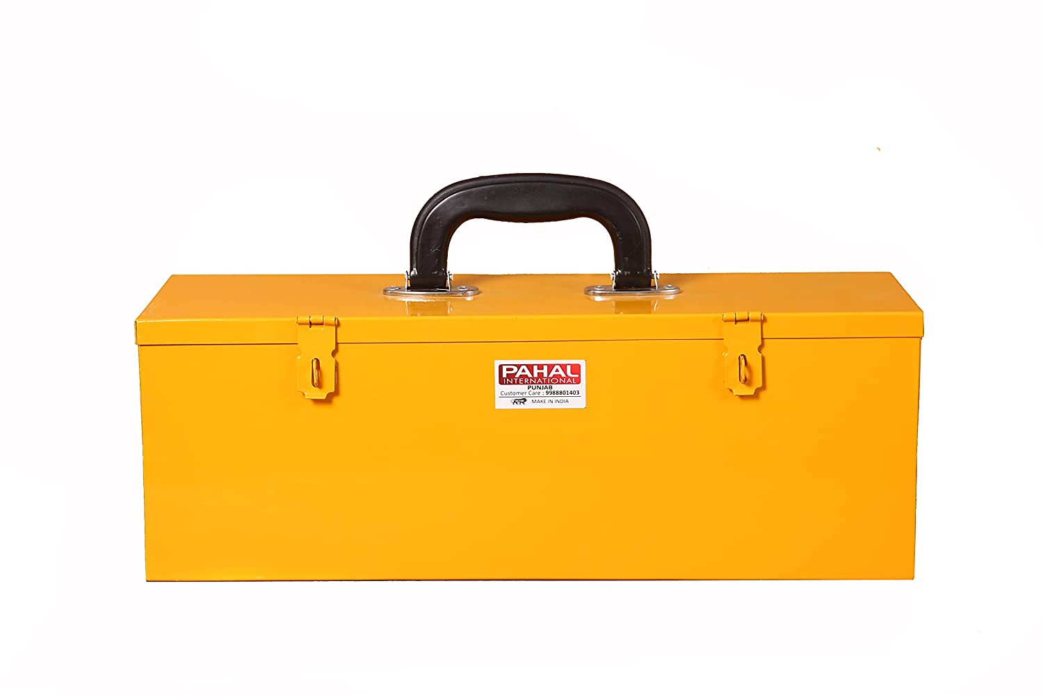 PAHAL Tool Box Metal Single Compartment Portable Heavy Duty For Electrician Plumber Technician Carpenter Domestic Yellow length 12 Inch