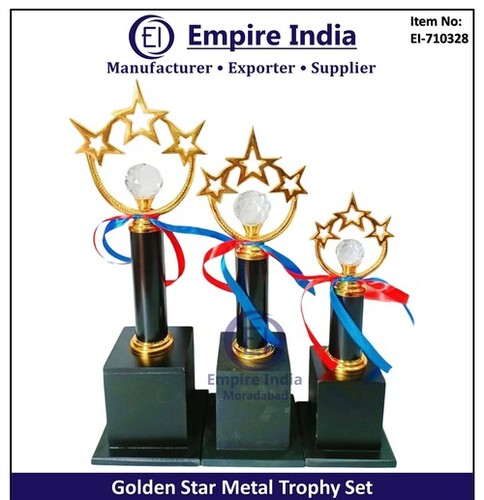 Golden Star Metal Trophy Set With Crystal Top - Packaging Type: Safe & Standard Packaging