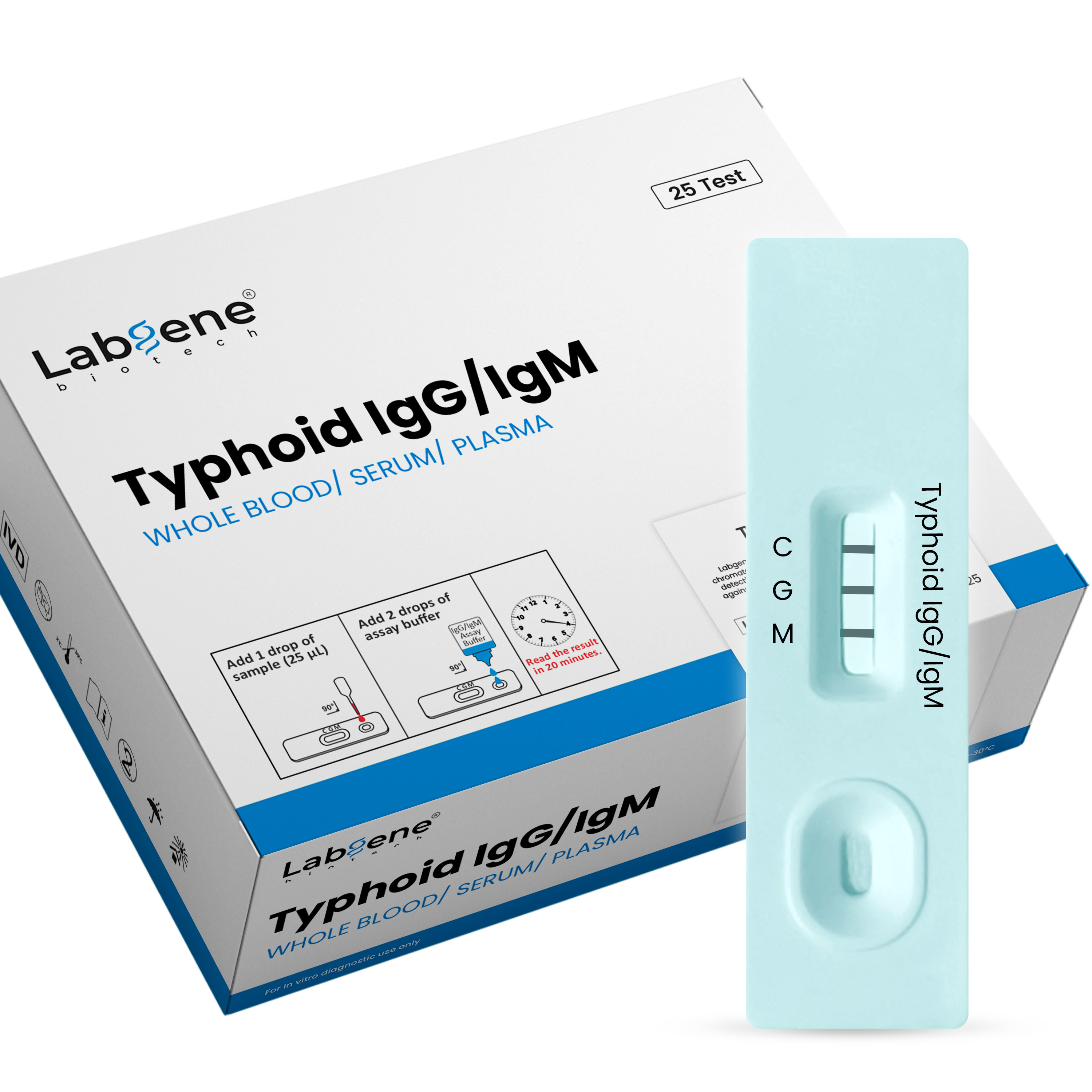 Labgene Typhoid IgG/IgM Rapid Test Kit 25Tests Kit