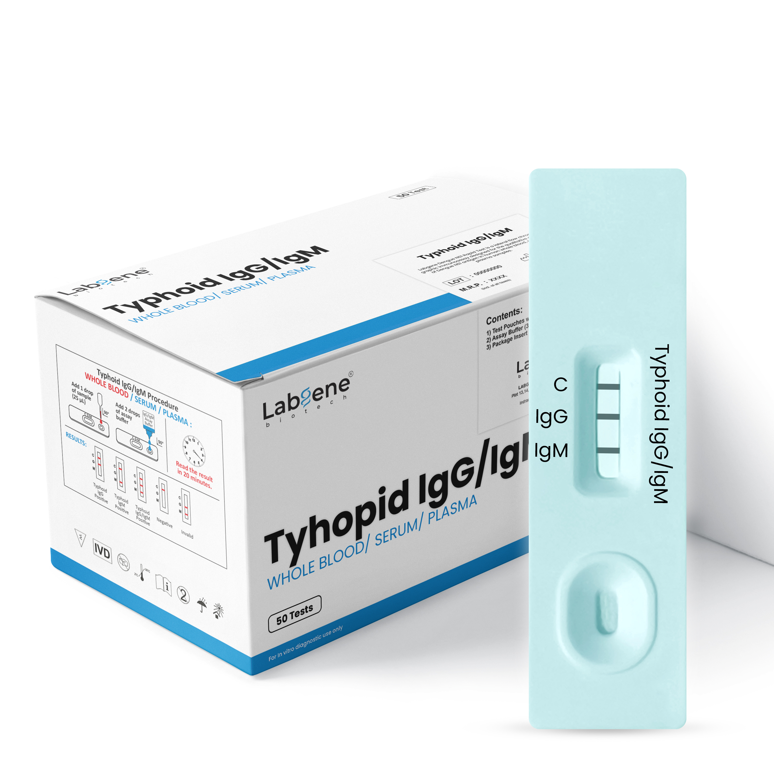 Labgene Typhoid IgG/IgM Rapid Test Kit 50Tests Kit