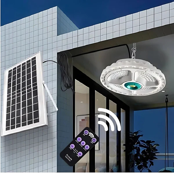 Solar Pendant Ceiling Light With Remote - Color: White
