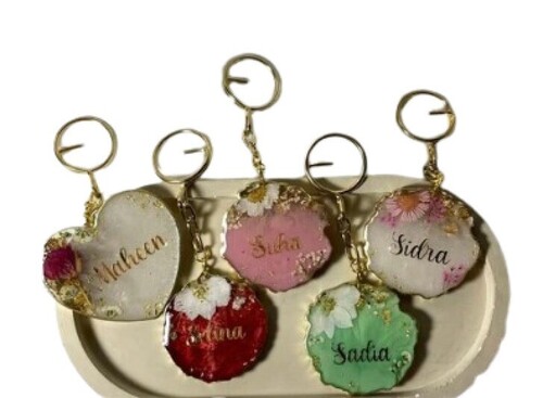 Heart Shape Resin Letter Keychain