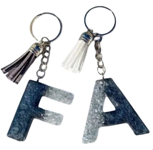 Metal Rung Letter Resin Keychain - Color: Comes In Various Colors