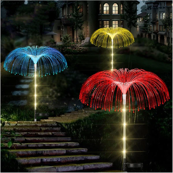Solar Fiber Optic Jellyfish Light RGB Pack of 2 Pieces