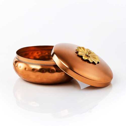 Copper Dryfruit Jars Bowl Designer Storage And Serving Set - Hardness: Medium (Suitable For Daily Use)