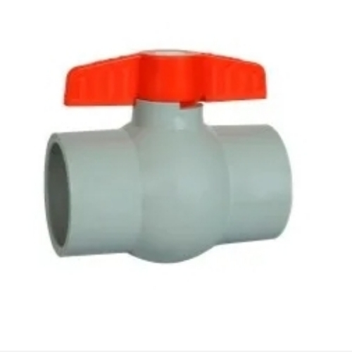 Premium Solid Ball Valve - Plastic 1 Inch Gray/Red, Leak-Proof Smooth Operation