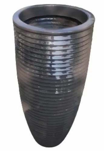 Black Fiberglass Oval Flower Planter