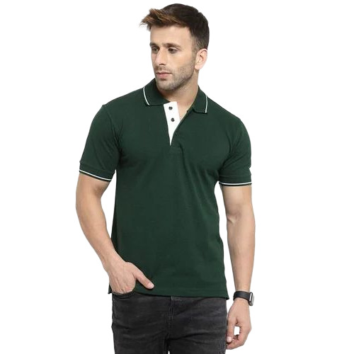 Men Green Cotton T Shirt