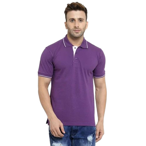 Men Purple Cotton T Shirt