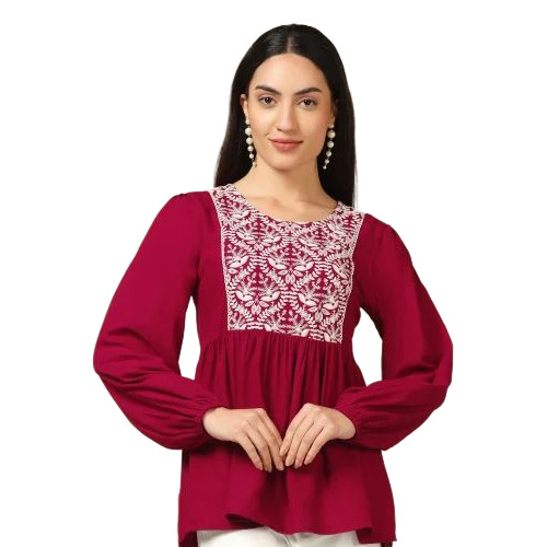 Women Maroon Fancy Top