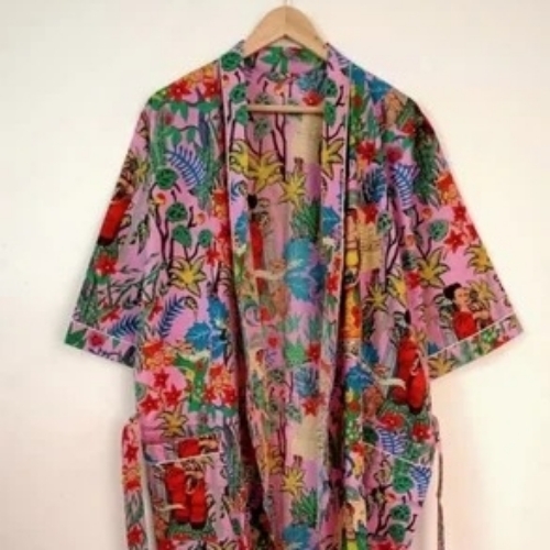 Women Printed Cotton Bathrobe