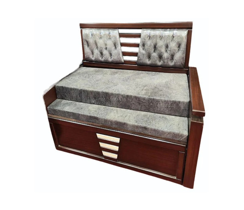 Dark Brown Wood Sofa Cum Bed
