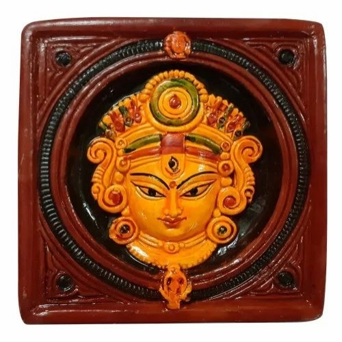 Maa Durga Face Terracotta Wall Hanging