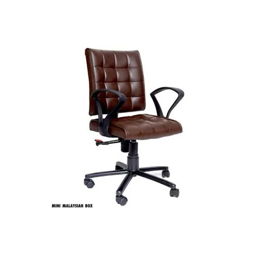 Mid Back Brown Leather Office Chairs