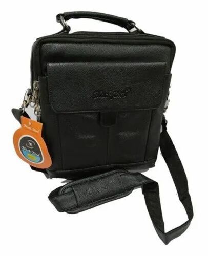 Men Black Leather Side Bags