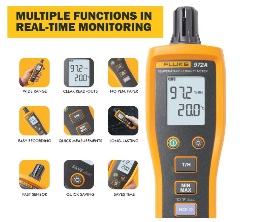 Temperature Humidity Meter Fluke972A - Dimension (L*W*H): 211   58   40 Mm Millimeter (Mm)