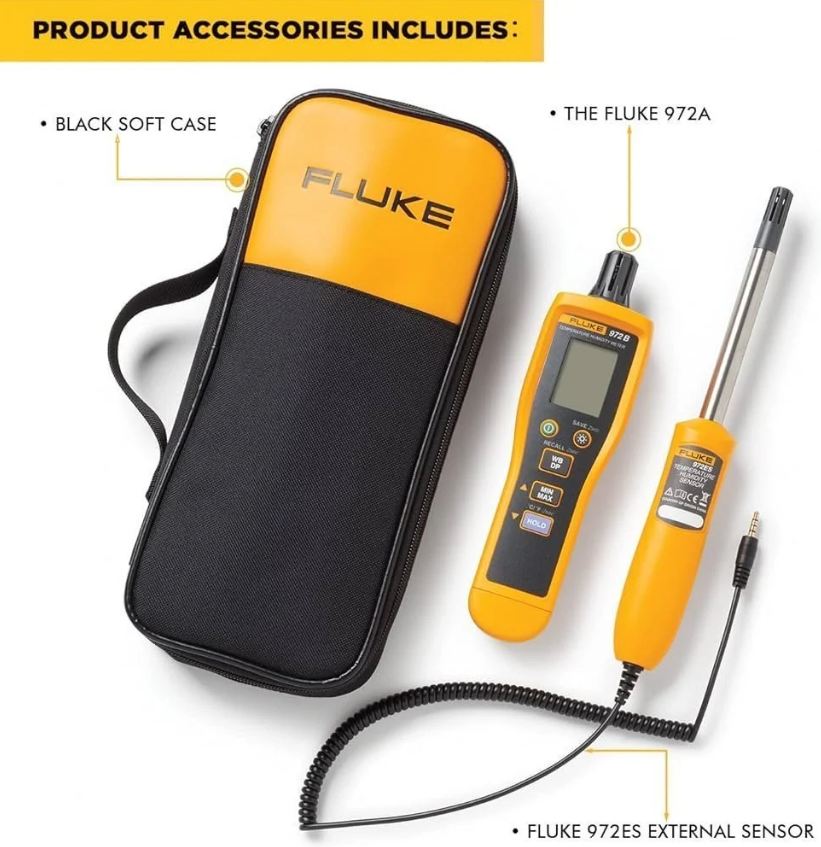 Temperature Humidity Meter Fluke972Es - Dimension (L*W*H): 264 33 28 Mm Millimeter (Mm)