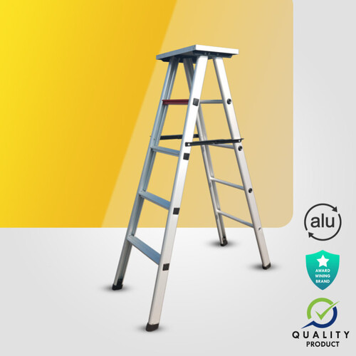 4 Step Foldable Ladder With Top Tool Metal Plate (Model: K-7013, Height: 5 Ft In Light To Very Heavy ) - Usage: Home Us E