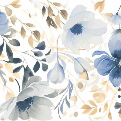 Carving Decor Blue Flower Watercolor Tiles