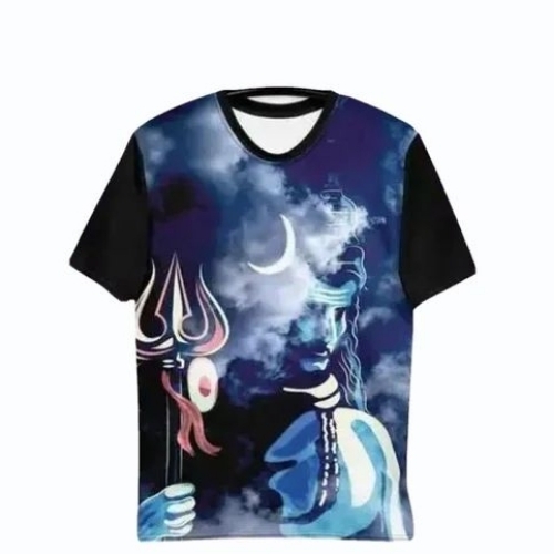 Mens Dark Black Printed Cotton T Shirts