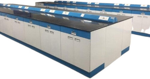 Steel Laboratory Workstations - Color: White And Blue