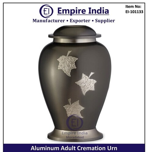 Black and Silver Leaf Aluminum Adult Cremation Urn