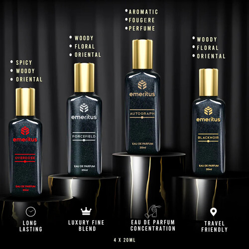 Emeritus Aqua Oceanic Pack of 4 Premium Body Perfume for Office Use