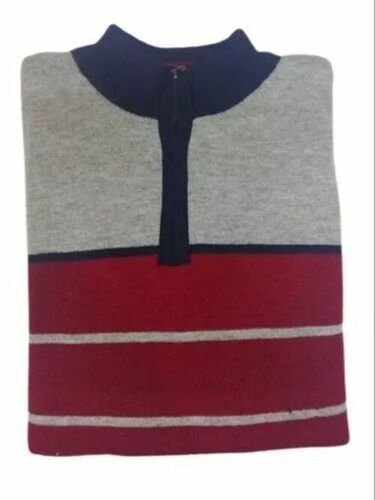 Mens Half Zipper Stripes Sweater