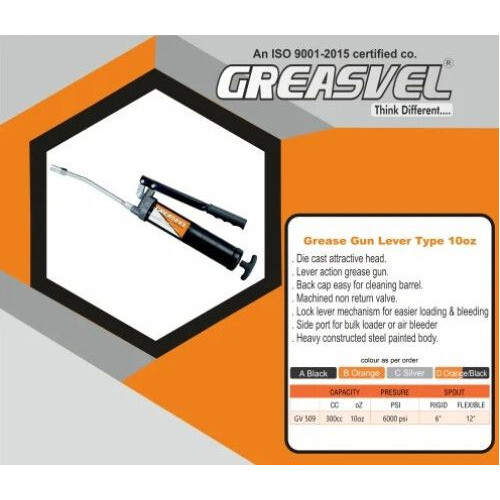 Gv 509 Lever Grease Gun - Capacity: 300Cc