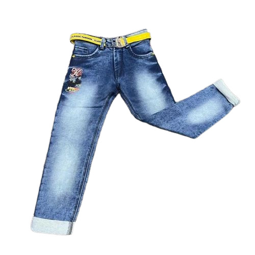 Blue Kids Denim Jeans - Denim, 28 Inch Waist, Blue, Regular Fit, Breathable, Anti-Wrinkle, Stretchable, Quick Dry