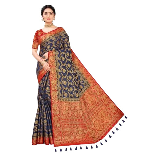 Navy Blue Party Wear Silk Saree