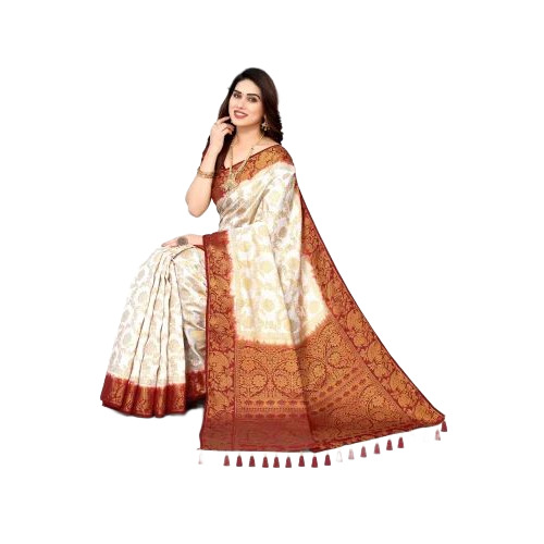 Off-White Party Wear Silk Saree