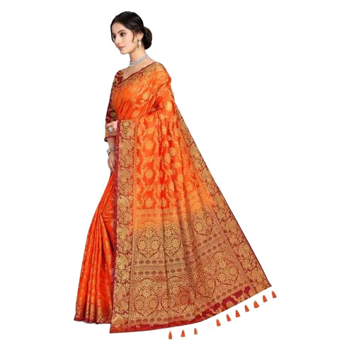 Orange Party Wear Silk Saree