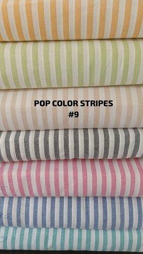 Cotton Khadi Stripes Fabric - Attributes: Bleached